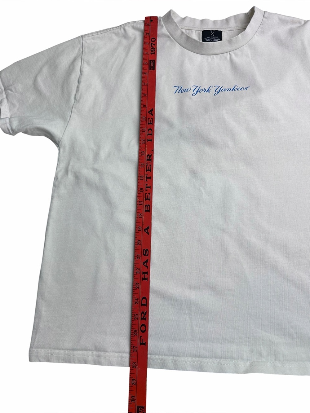 Peace Collective New York Yankees Baby Blue Writing on Ivory Heavyweight Tshirt - Picture 4 of 8